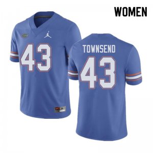 Women's Florida Gators #43 Tommy Townsend NCAA Jordan Brand Blue Authentic Stitched College Football Jersey NME3762FS